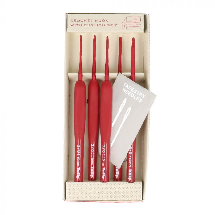 Cotton House Online Store - Tulip Etimo Red & Grey crochet hooks restocked!  Grab one of these awesome crochet hooks from Tulip today! Now available :  Single sizes of RED Tulip crochet